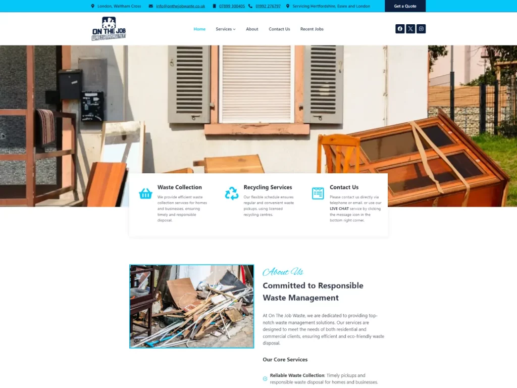 on the job waste website design